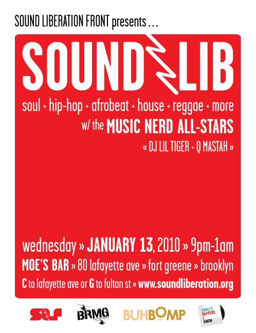 SoundLib :: 01/13 WED @ Moe's :: Fort Greene, Brooklyn